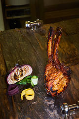 Image showing Lamb rack with limoncello glaze served on a plate