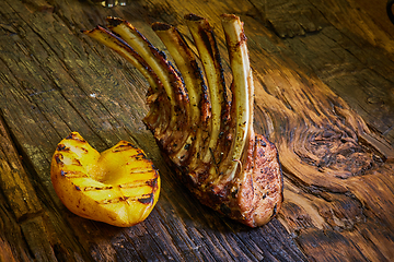 Image showing Lamb rack with limoncello glaze served on a plate