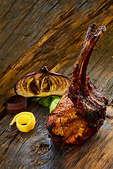 Image showing Lamb rack with limoncello glaze served on a plate