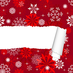 Image showing Snowflakes Pattern With Torn  Stripe