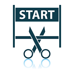 Image showing Scissors Cutting Tape Between Start Gate Icon