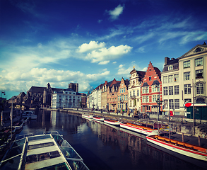 Image showing Ghent canal. Ghent, Belgium