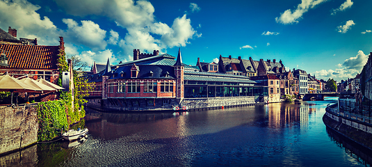 Image showing Ghent canal. Ghent, Belgium