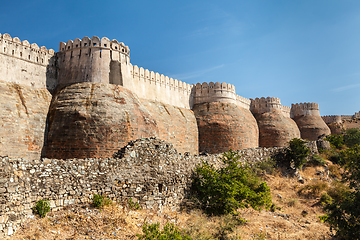 Image showing Kumbhalgarh fort wall, Rajasthan, India