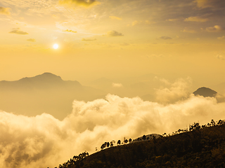 Image showing Mountains in clouds. Kodaikanal, Tamil Nadu