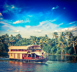 Image showing Houseboat on Kerala backwaters, India