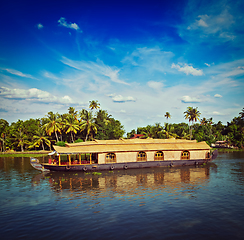 Image showing Houseboat on Kerala backwaters, India