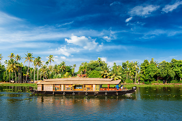 Image showing Houseboat on Kerala backwaters, India