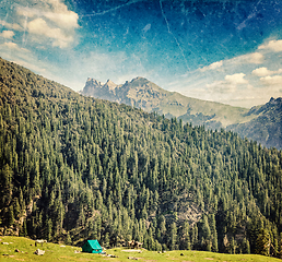 Image showing Camp tent in mountain