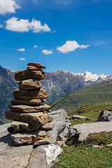 Image showing Stone cairn in Himalayas