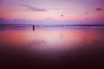 Image showing Sunset on Baga beach. Goa