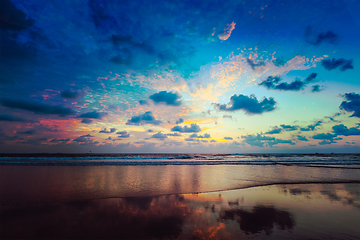 Image showing Sunset on Baga beach. Goa