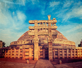 Image showing Great Stupa. Sanchi, Madhya Pradesh, India