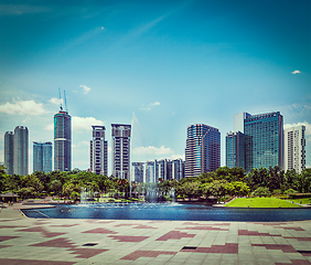 Image showing Vintage retro hipster style travel image of skyline of Central B