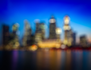 Image showing Blurred defocused background of Singapore skyline