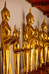 Image showing Standing Buddha statues, Thailand