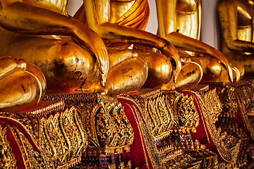 Image showing Sitting Buddha statues details, Thailand