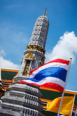 Image showing Thailand flag and Buddhist temple