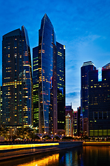 Image showing Singapore downtown in evening