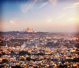 Image showing Aerial view of Jodhpur - the blue city. Rajasthan, India