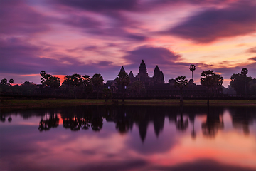 Image showing Angkor Wat - famous Cambodian landmark - on sunrise