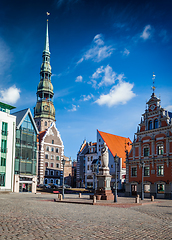 Image showing Riga Town Hall Square and St. Peter's Church