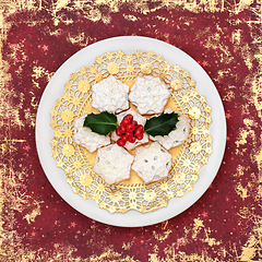 Image showing Christmas Homemade Mince Pies with Winter Holly 