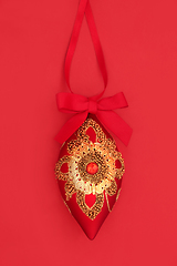 Image showing Luxury Christmas Tree Red and Gold Bauble Decoration