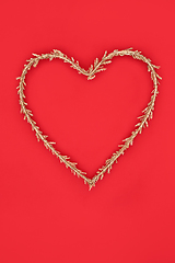 Image showing Christmas Heart Shape Wreath Gold Glitter Decoration