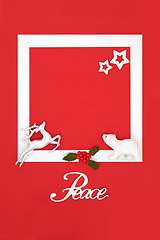 Image showing Christmas Peace Sign Background with North Pole Symbols