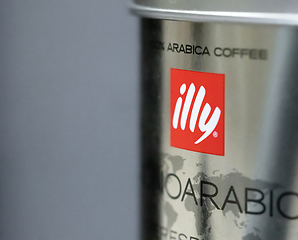Image showing illy coffee can close up