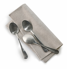 Image showing tea spoons and napkin