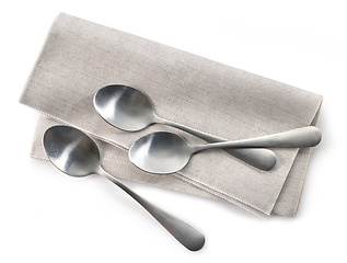 Image showing tea spoons and napkin