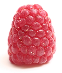 Image showing ripe raspberry on white background close up