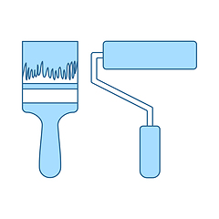 Image showing Icon Of Construction Paint Brushes