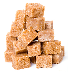 Image showing Brown sugar cubes. on white background