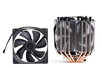 Image showing CPU Cooler with heat-pipes on white