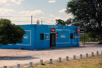 Image showing Traditional african pub painted to blue color, Namibia