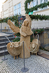 Image showing Traditional christmas straw nativity scene