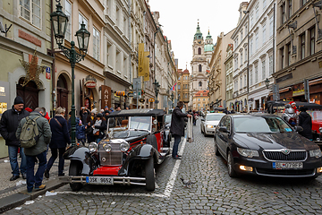 Image showing Famous historic car Praga in Prague street