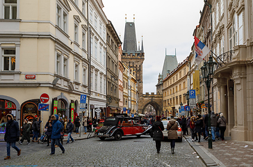 Image showing Famous historic car Praga in Prague street