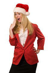 Image showing Blond woman with Santa hat