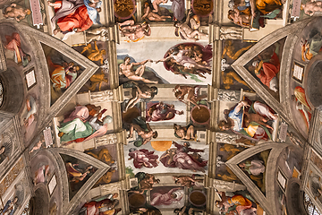 Image showing interiors and details of the Sistine Chapel, Vatican city