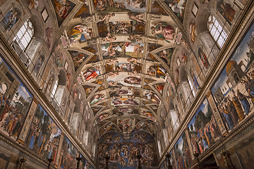 Image showing interiors and details of the Sistine Chapel, Vatican city