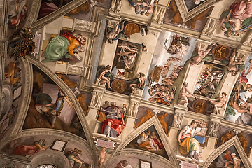 Image showing interiors and details of the Sistine Chapel, Vatican city