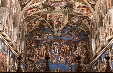 Image showing interiors and details of the Sistine Chapel, Vatican city