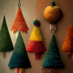 Image showing Christmas decorations in vintage style. Colorful ornaments. 