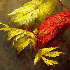 Image showing Autumn pattern with colorful red and yellow leaves for your crea