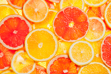 Image showing Colorful citrus fruit slices