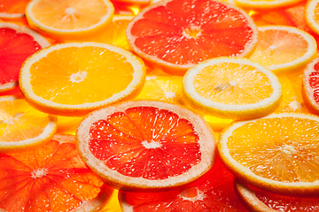 Image showing Colorful citrus fruit slices